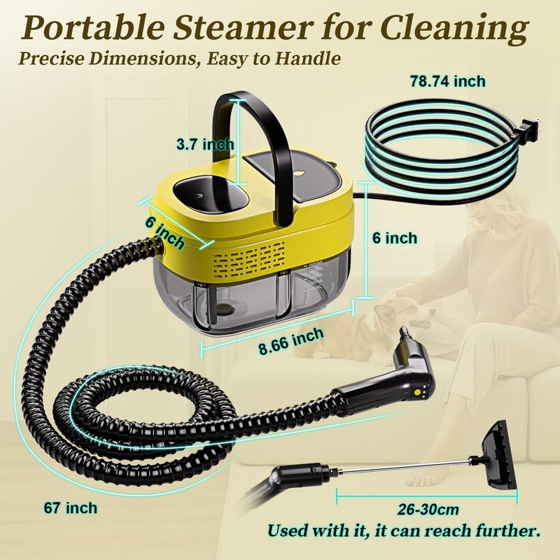 Flgocexs Steam Cleaner,15s Heat-Up,1.6L Tank,3-Level Adjustable Handle,2500W Steamer for Cleaning,Portable Steamer for Cleaning with 16PCS Accessories,Steam Cleaner for Home,Car,Dirt,Grease,Grout,Tile,Couch - Image 4